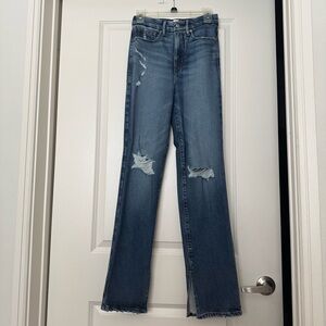 Good American Blue Distressed Flare Jeans